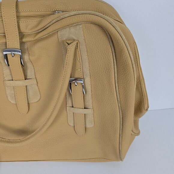 Vintage ESTEE LAUDER Sand Tote Holdall Bag Large Handles Faux Leather  Pebbles - Picture 4 of 7